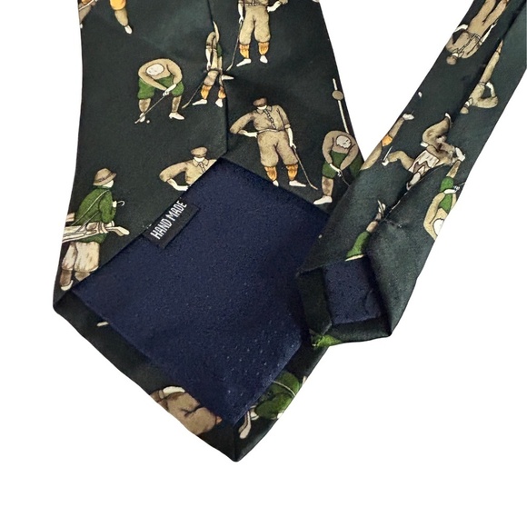 Giorgio Armani Necktie Tie 100% Silk Hand Made Vintage Old Time Golfing Motif - Picture 5 of 11